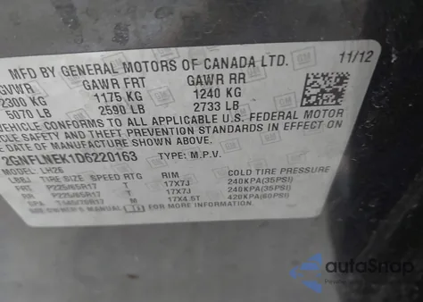 2013 Chevrolet Equinox 2Lt z USA, uszkodzony, nr VIN 2GNFLNEK1D6220163